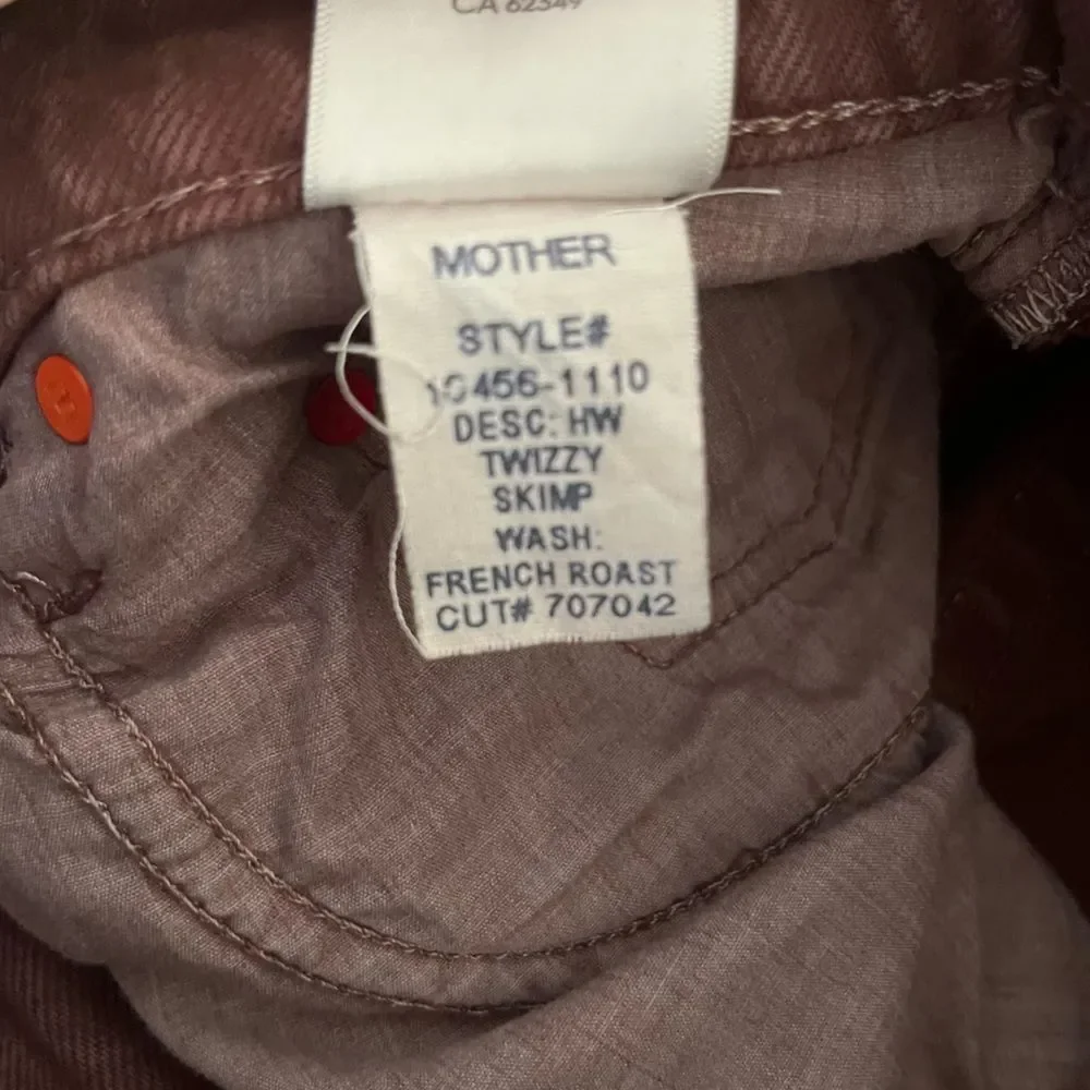 MOTHER SNACKS Twizzy Skimp High Waisted Jeans French Roast Size 27